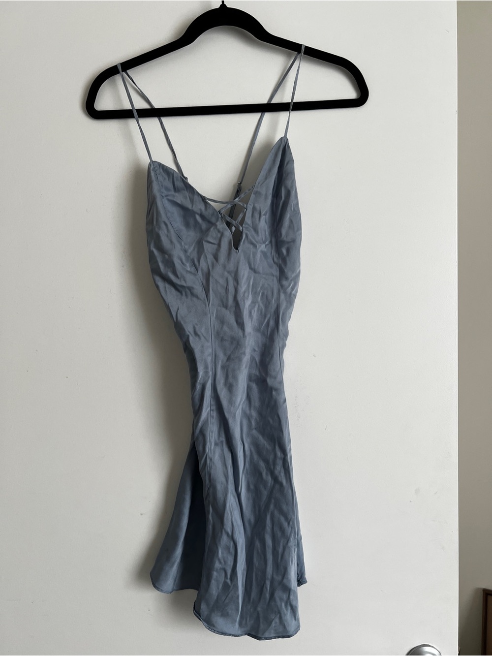 Victoria's Secret Steel Blue Satin Slip Dress